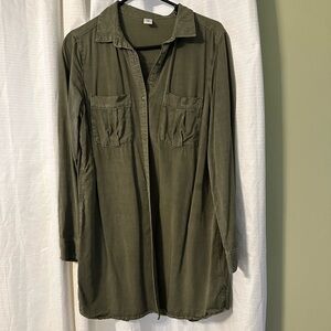 H&M army green button down dress